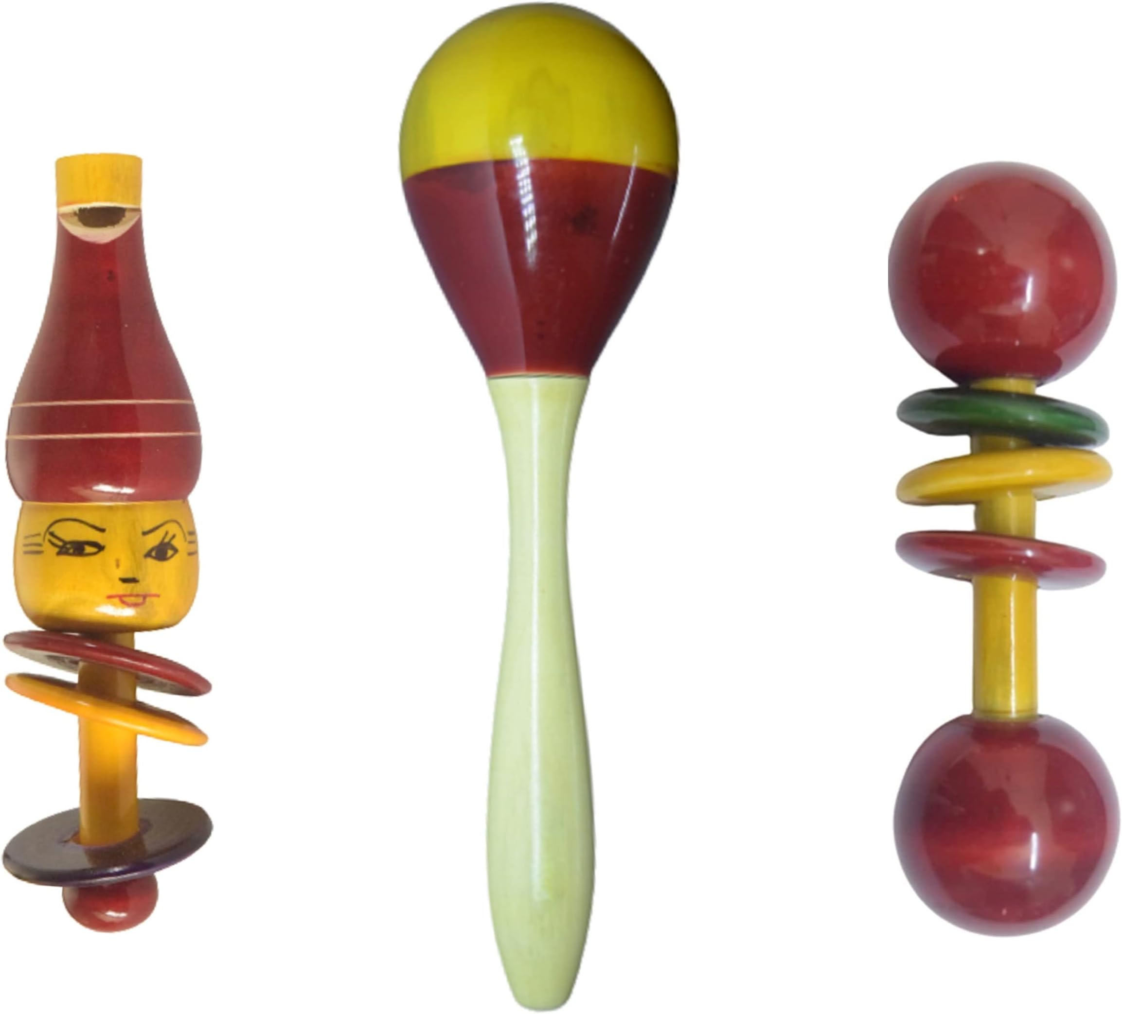 Wooden Baby Rattles Set of 3 nos Pack - Eco Friendly Channapatna Toys - Baby Music and Sound Makers…