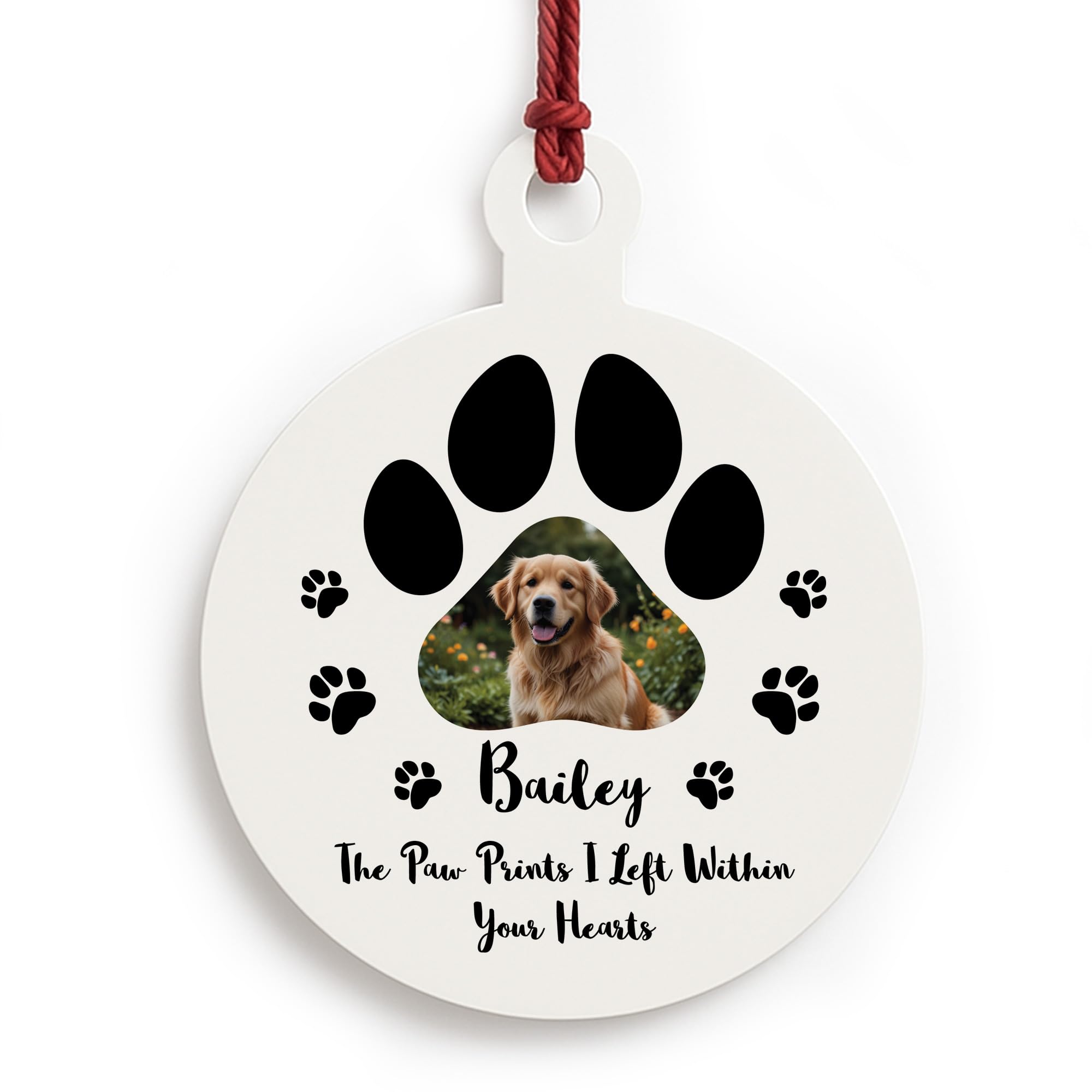 Red Ocean Photo Memory Plaque For Dog Memorial Bauble Personalised Dog Memorial Decoration For Lover Pet Owner Family Tree Decoration Keepsake