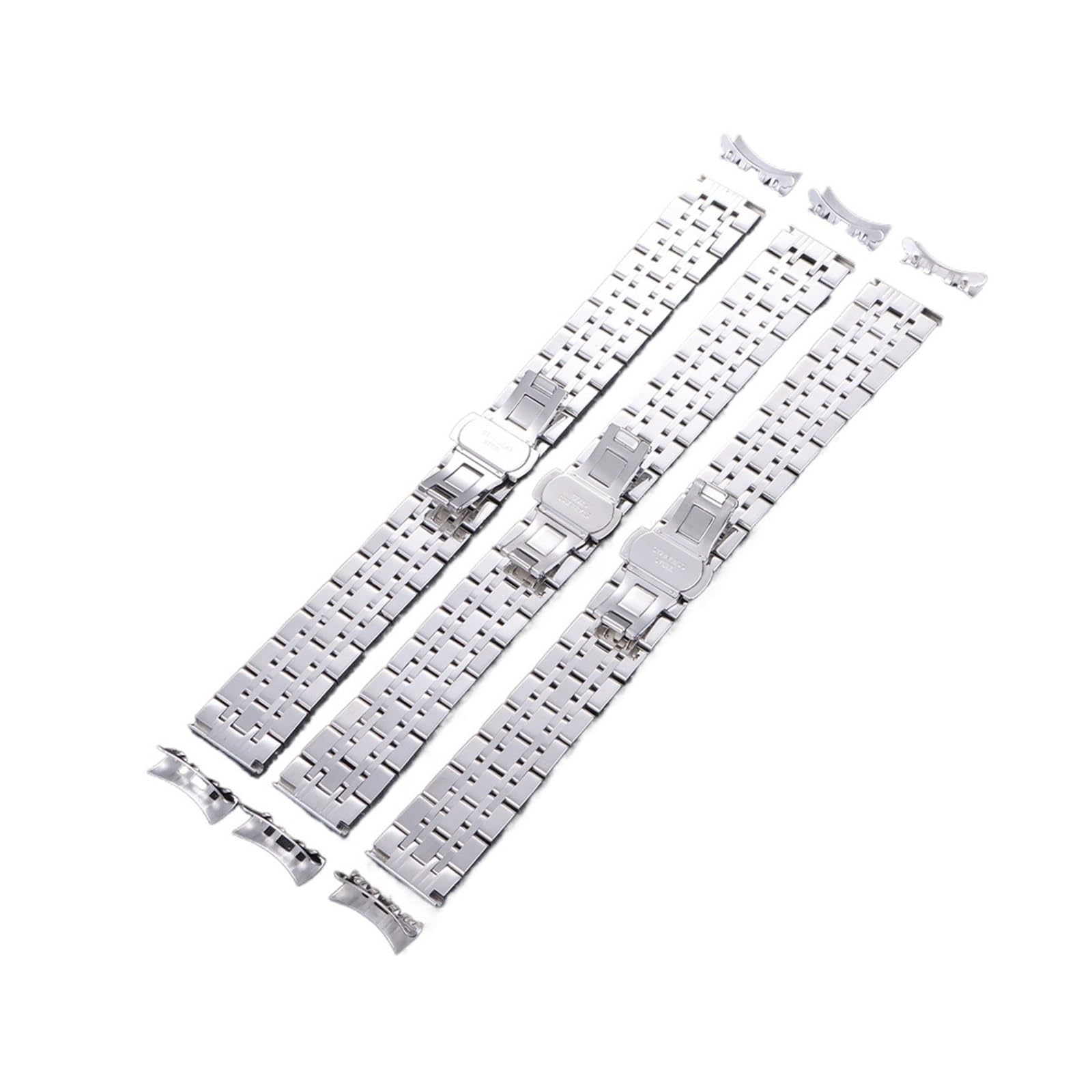 HuanJ Bracelet De Montre En Acier Inoxydable Massif, Boucle Papillon, Disponible 12, 14, 16, 18, 19, 20, 21 Et 22 Mm
