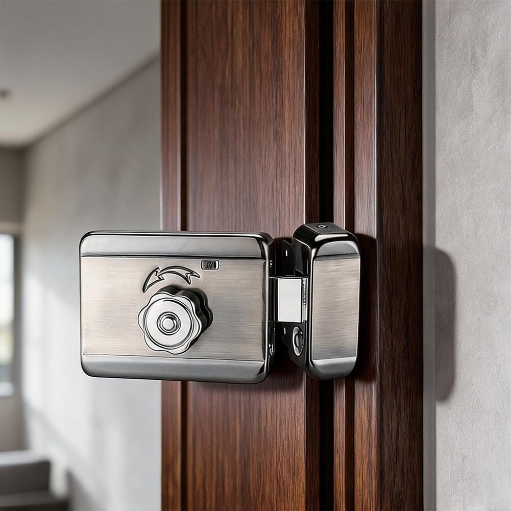 Cerradura de puerta eléctrica con función de deslizamiento de tarjeta y control remoto diseñada para casas de alquiler que proporciona un sistema seguro de entrada sin llave para propietarios e