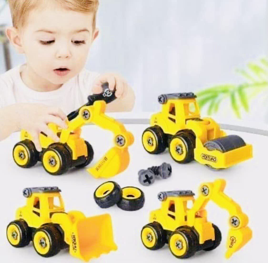 TYRUS ONE Construction Vehicles Set, 4 Pack DIY Take Apart Toys