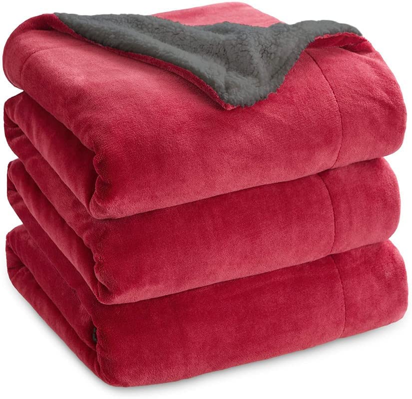 Goyal's Ultra Soft Flannel Sherpa Blanket for AC Room, Mild & Heavy Winter Use | Single Bed Reversible Plush 500GSM Blanket 55 x 90 Inches | Thick Warm Cozy Dual Layer Microfibre Throw - Maroon