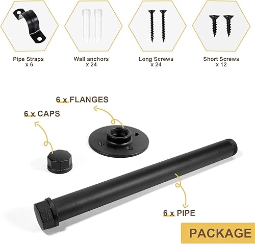 Miniatura 10 de Pintuson 6 barras industriales de ropa de tubería de 12 pulgadas  Perchero de ropa de montaje en pared  Cañas de armario para colgar ropa comercial