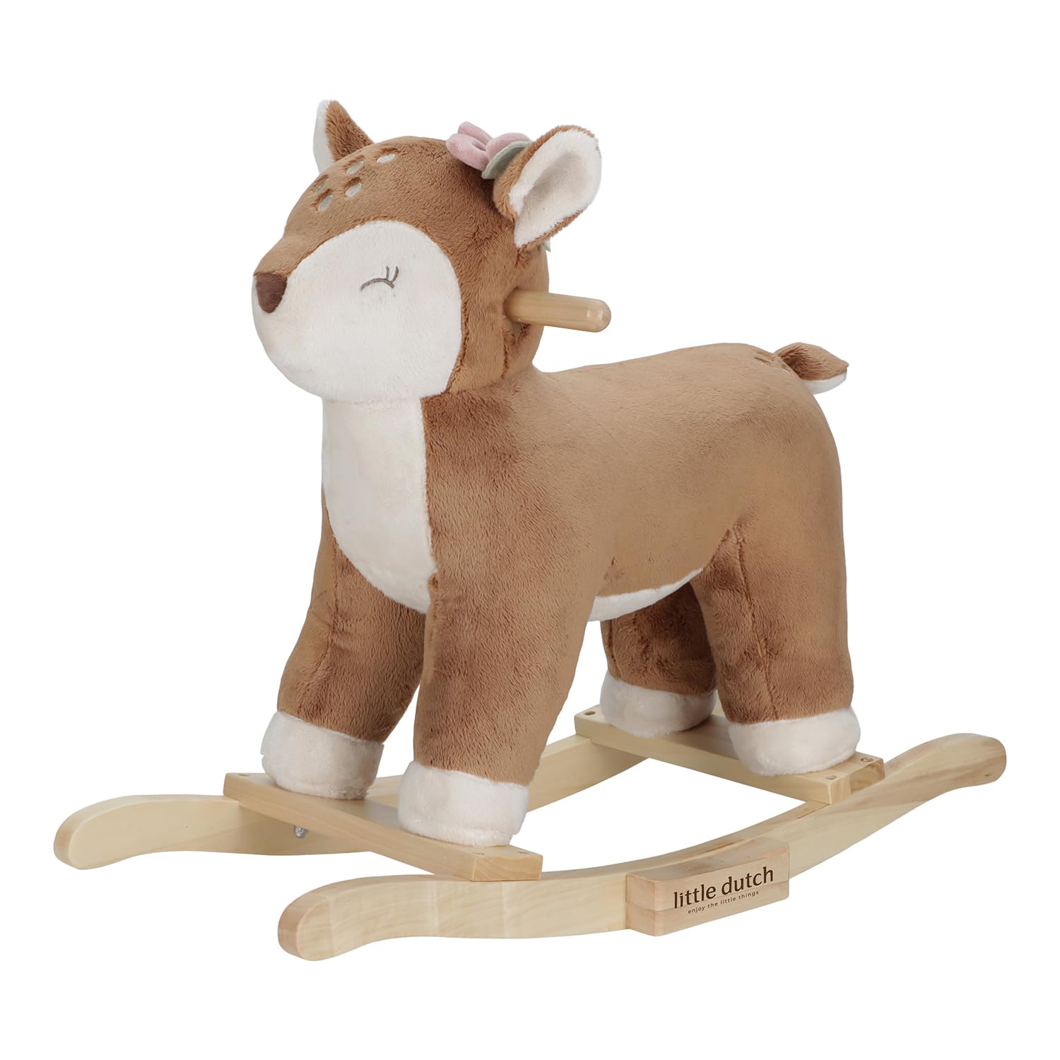 Little Dutch Schaukeltier Schaukelpferd REH Plüsch mit Griffen und Kufen aus Holz - Fairy Garden