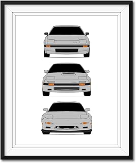 Mazda RX-7 Generations Inspired Poster Print Wall Art Handmade Decor of the History and Evolution of the Mazda RX7 (FB, FC, FD) (Unframed)