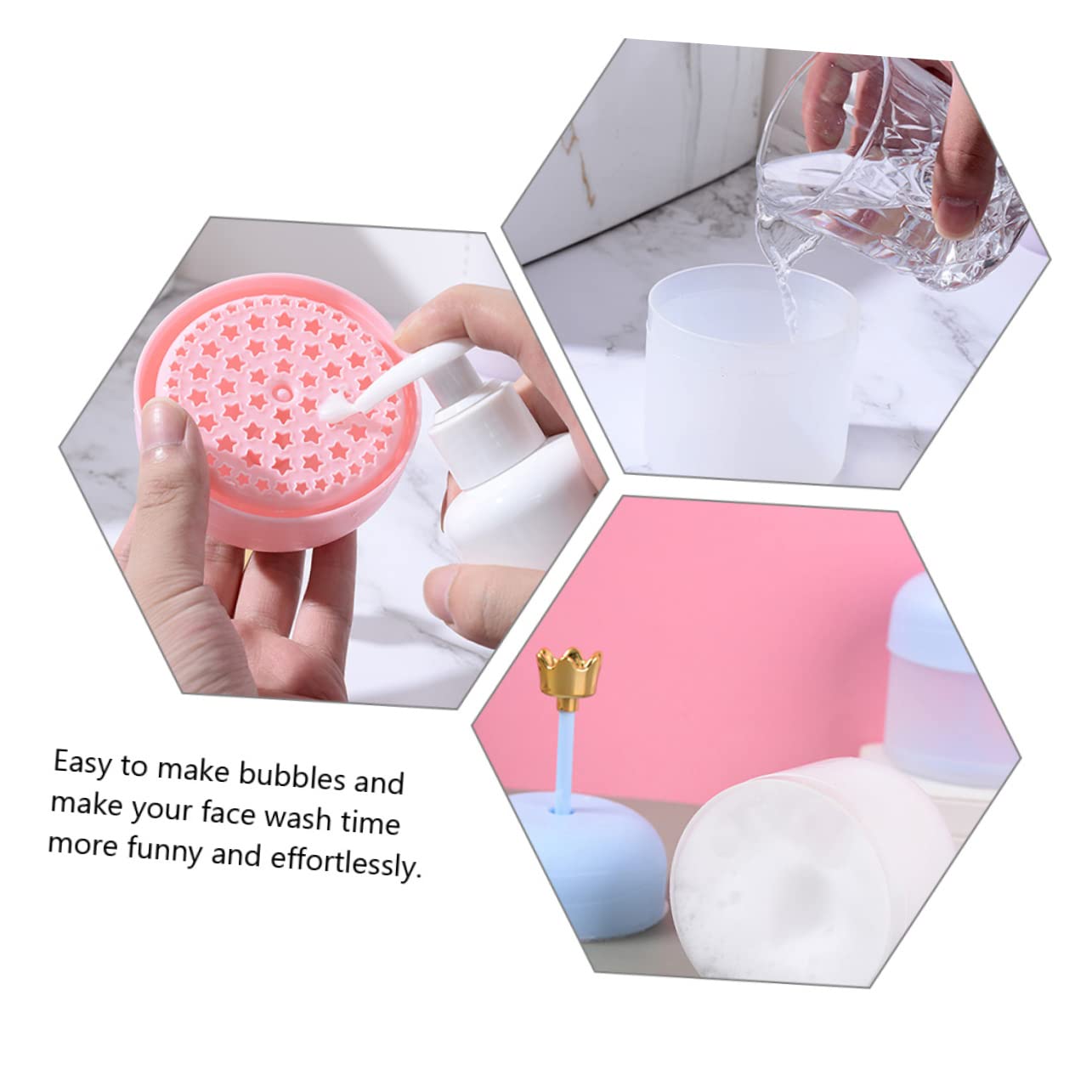 WOONEKY 4piezas Dispositivo De Espuma Facial Fácilmente Burbujas Ligero y Compacto
