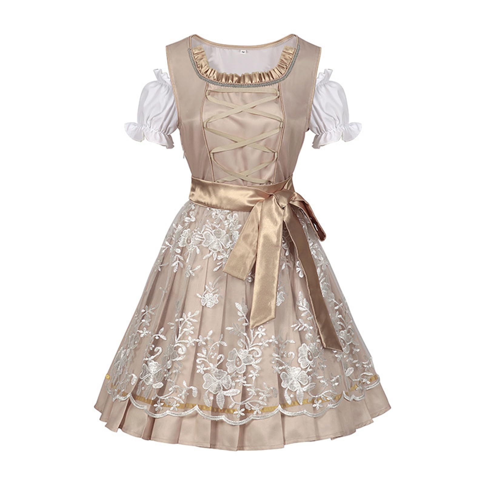 Oktoberfest Dirndl Rot Damen 3 Teilig Midi Dirndl Bluse Dirndlschürze Dirndl-Komplettsets Trachten Dirndlkleid Oktoberfest Damen Outfit Retro Ethno Stil Trachtenkleid Wiesn Outfit