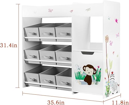 Miniatura 3 de Organizador de almacenamiento de juguetes, almacenamiento de juguetes con estantería para niños y 9 contenedores de almacenamiento, organizadores de