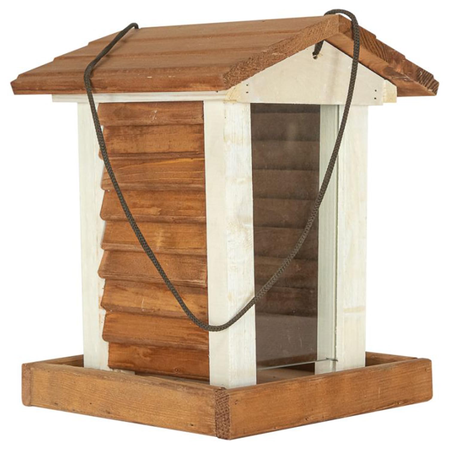 ITA Casa para Pájaros 20x20x26,5 cm de Madera - Comedero para Aves Silvestres para Colgar - Resistente al Clima, Estable y Robusta - Estación de Alimentación con Ventana de Acrílico