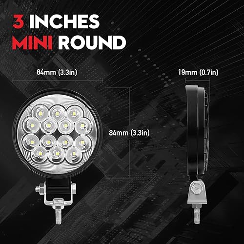 Miniatura 3 de VEHICODE Luces antiniebla LED redondas de 3 pulgadas, color blanco, kit de barra de luz de trabajo para camión, todoterreno, ATV, UTV, SUV,