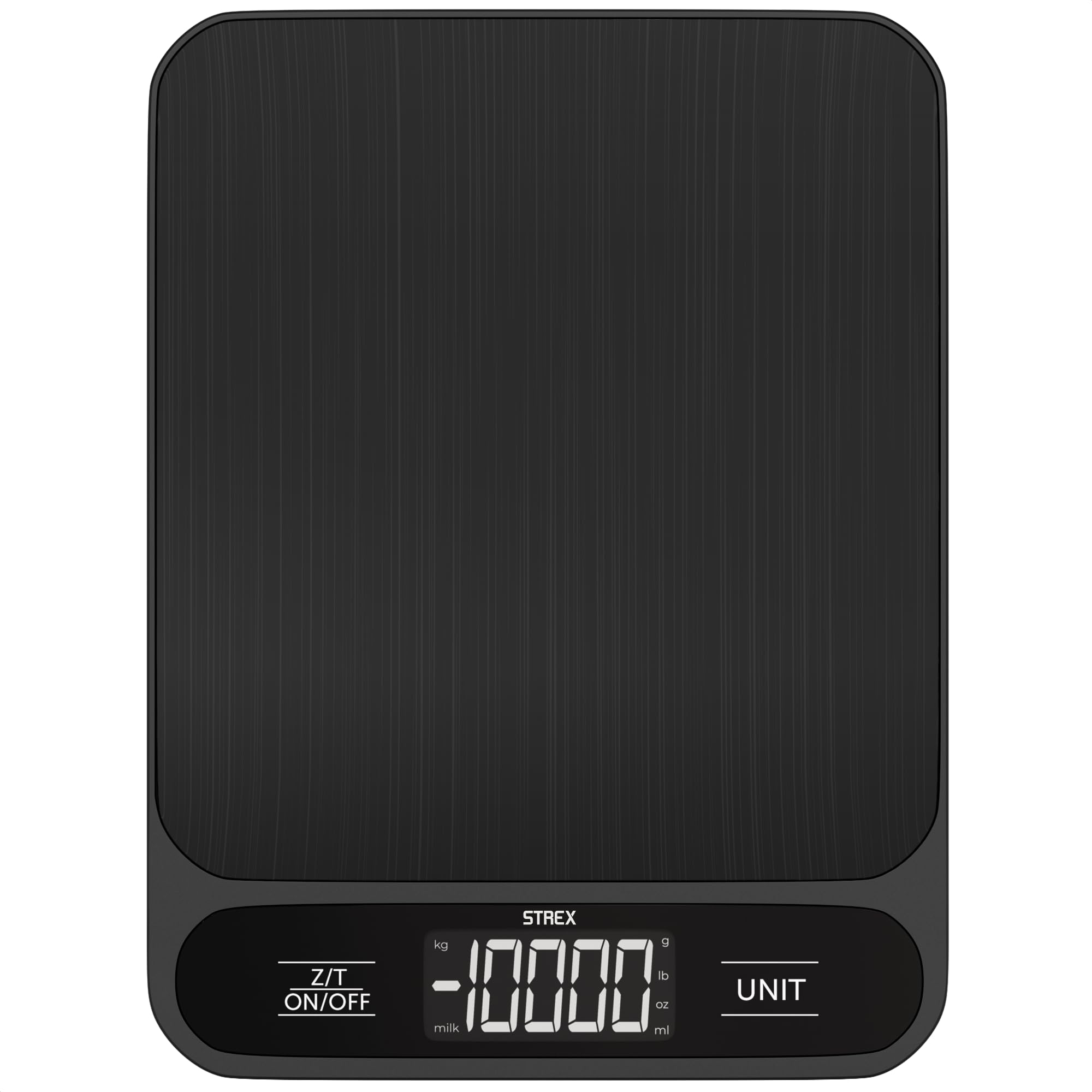 Strex Küchenwaage Digital - Waage Küche - 1 g bis 10 kg - Tarra Funktion - Inklusive Batterien - Schwarz