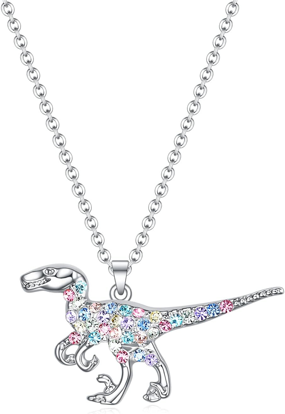 luomart Girls Dinosaur T-Rex Charm Necklace Jewelry Gift,Animal Lover Gifts Pendant for Women