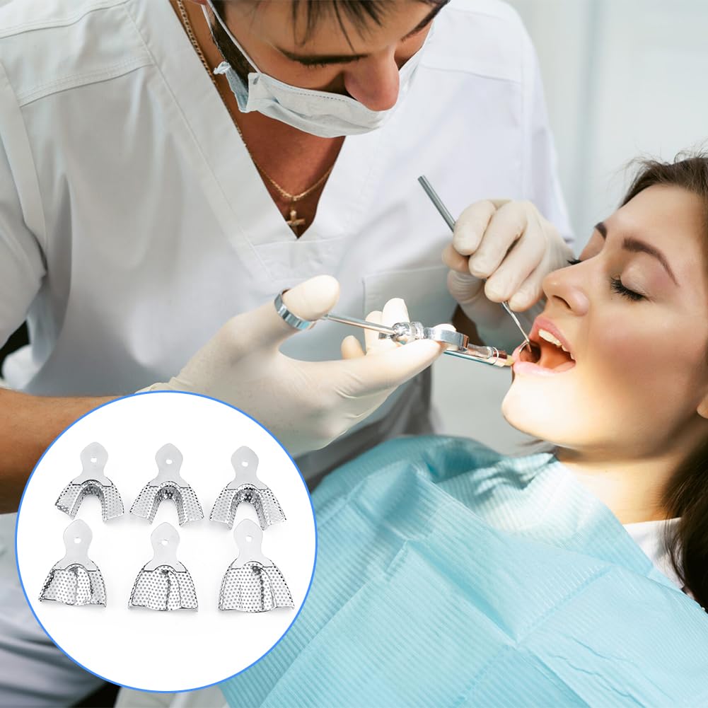 Vassoi Dentali per Impronte in Acciaio Set Morso Dentale Arco Completo Superiore e Inferiore Stampi Denti Inossidabile