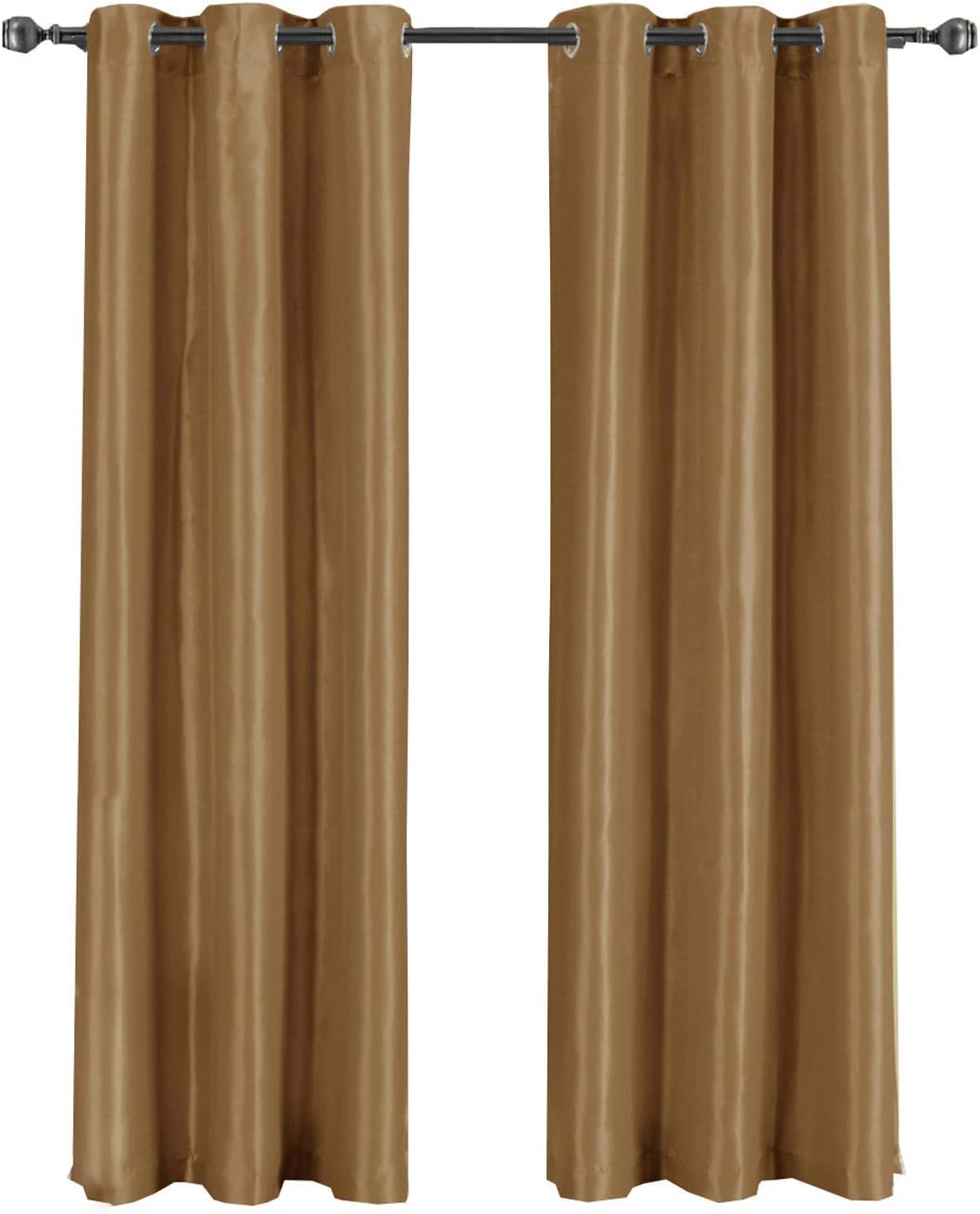 Royal Hotel Soho 100% Blackout Window Curtains Panels, Top Grommet Faux Silk Panels, Solid Curtains Set of 2, Pair, 84 Inches Long, Mushroom image 2