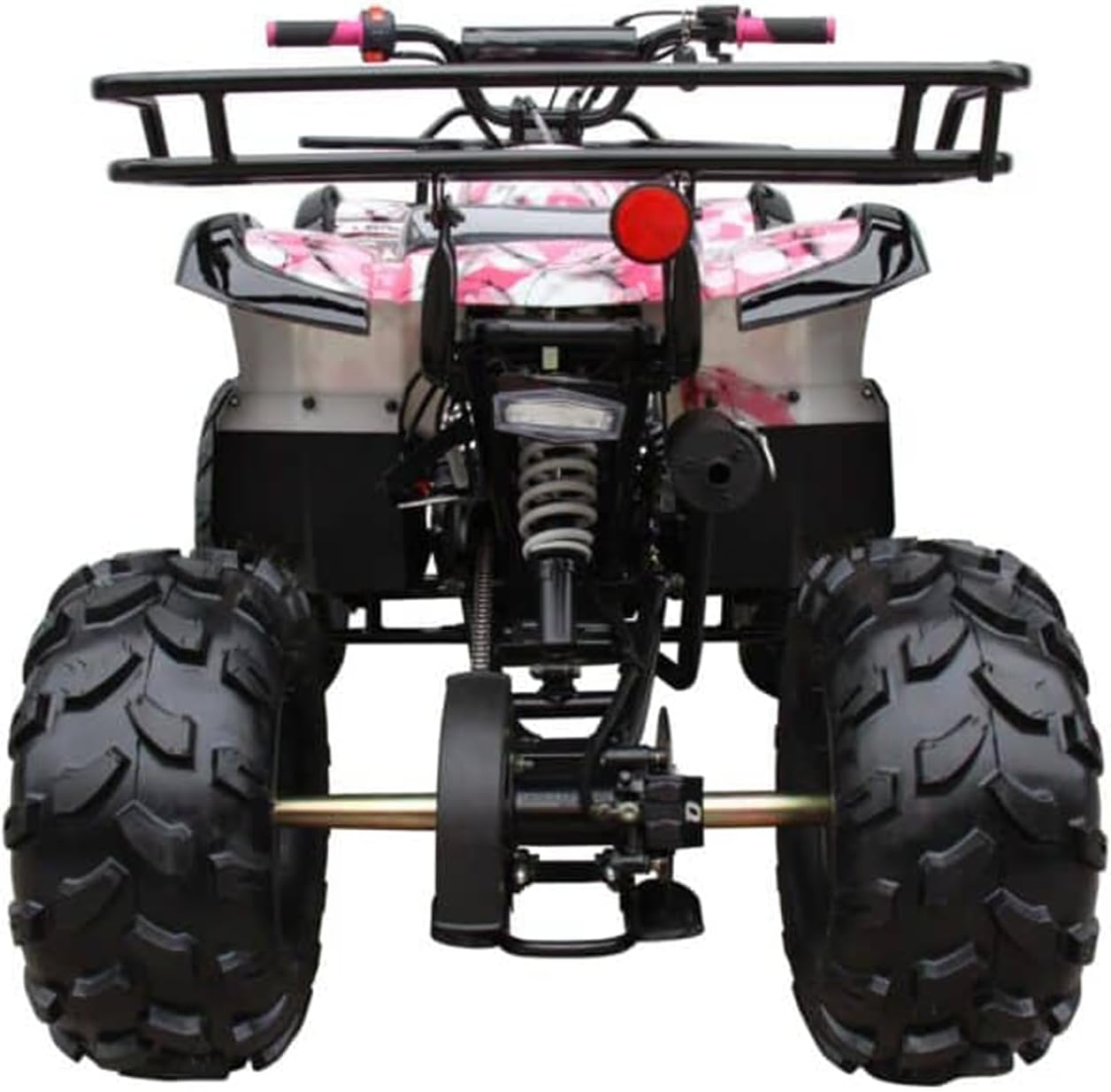 Gas 125cc ATV with Reverse Quad 4 Wheeler ATV with Headlights - Big 19"/18" Tires Off-Road Tires (Army Pink, Fully Assembled)