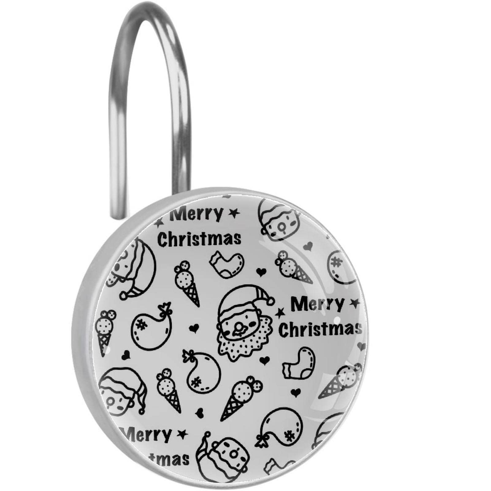 Crochets de rideau de douche antirouille Merry Christmas pour embellir votre salle de bain