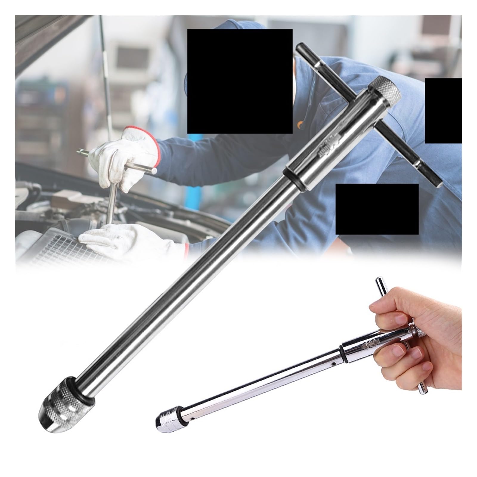 Chiave a cricchetto con impugnatura a T regolabile, alesatore manuale, chiave manuale, chiave a cricchetto for maschi metrici M3-M8 M5-M12, chiave a cricchetto for maschi a T(M5-12)