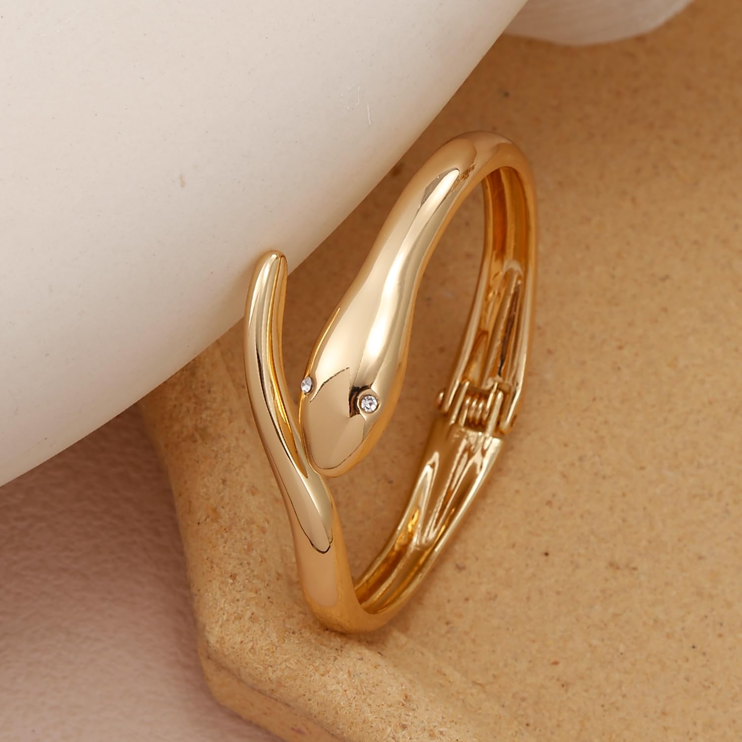 3PCS Gold Bangle Bracelets for Women, Chunky Wide Cuff Bangle, Trendy Hinged Wide Bracelet Irregular Minimalist Bracelet Jewelry - Image 6
