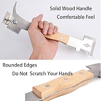 Vista 6 de AukBeeFun Herramientas de colmena de acero multiusos con mango de madera y herramienta de raspador de colmena de abejas con 7 funciones Equipo