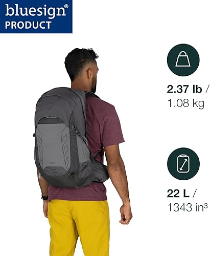 Miniatura 2 de Osprey Talon 22L Mochila de senderismo ligera para hombre, mochila pequeña para viajes y campamento, gris fantasmacarbón oscuro