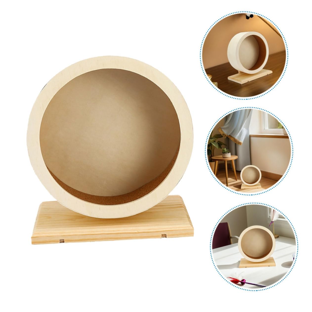 Hemobllo 2piezas Rueda De Hámster Silenciosa para Hámsteres Chinchillas y Cobayas Juguete De Madera con Revestimiento De Corcho Diseño Estable para Correr La Jaula