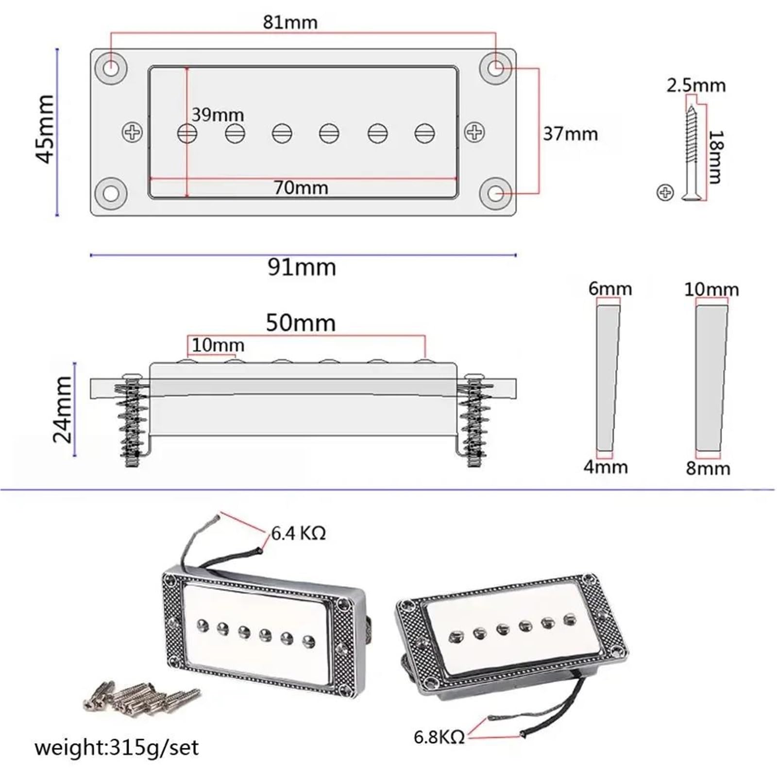 Pastilla De Guitarra Eléctrica Profesional Pastillas De Guitarra De Bobina Simple | Para guitarra eléctrica con tornillos de montaje.
