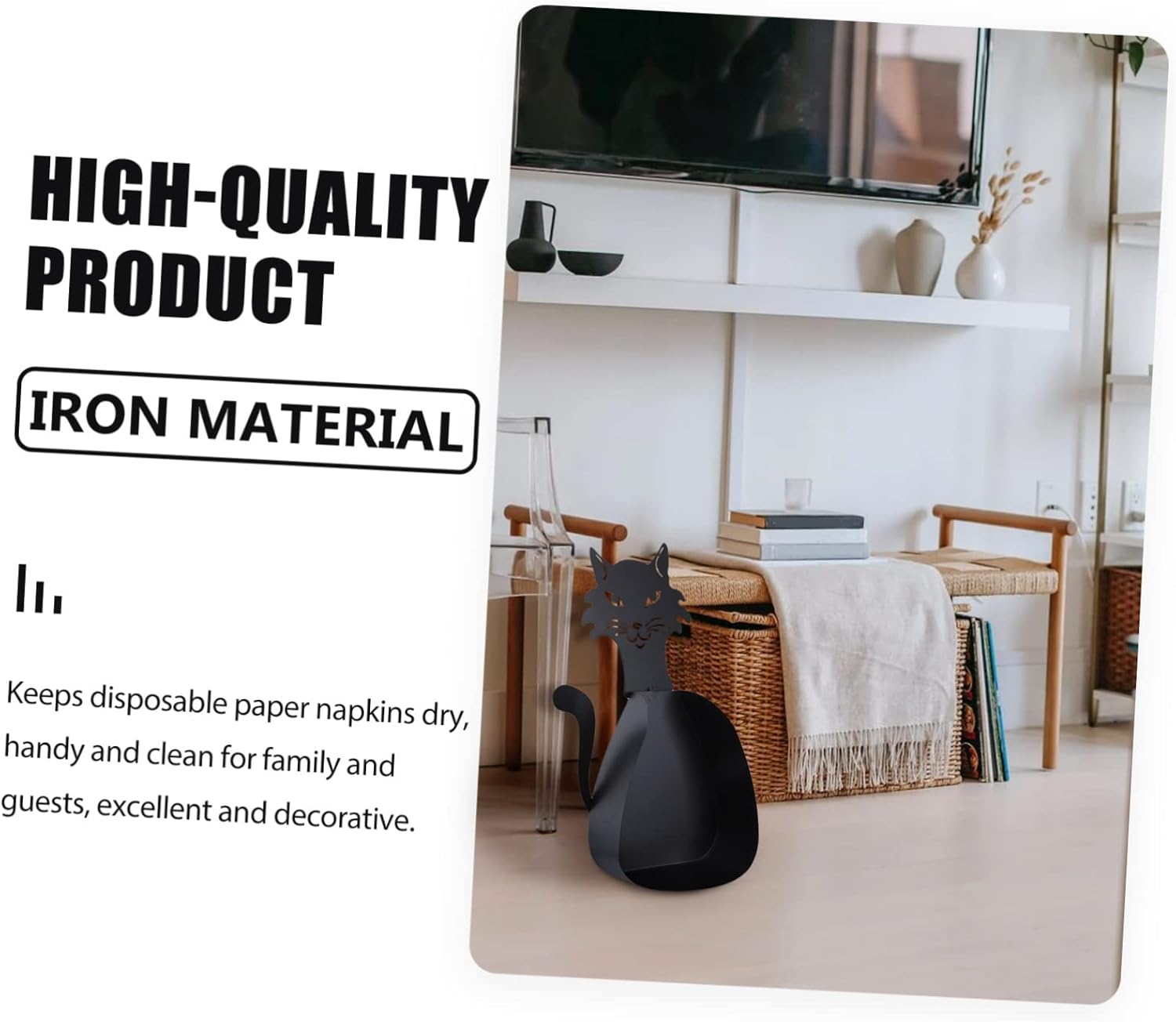 Housoutil Iron Paper Towel Holder Stand Toilet Tissue Rack Toilet Paper Stand Cute Napkin Holder Napkin Dispenser