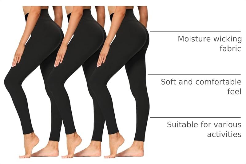Syrinx 3-Pack High-Waisted Leggings with Pockets for Women, Tummy Control image 4