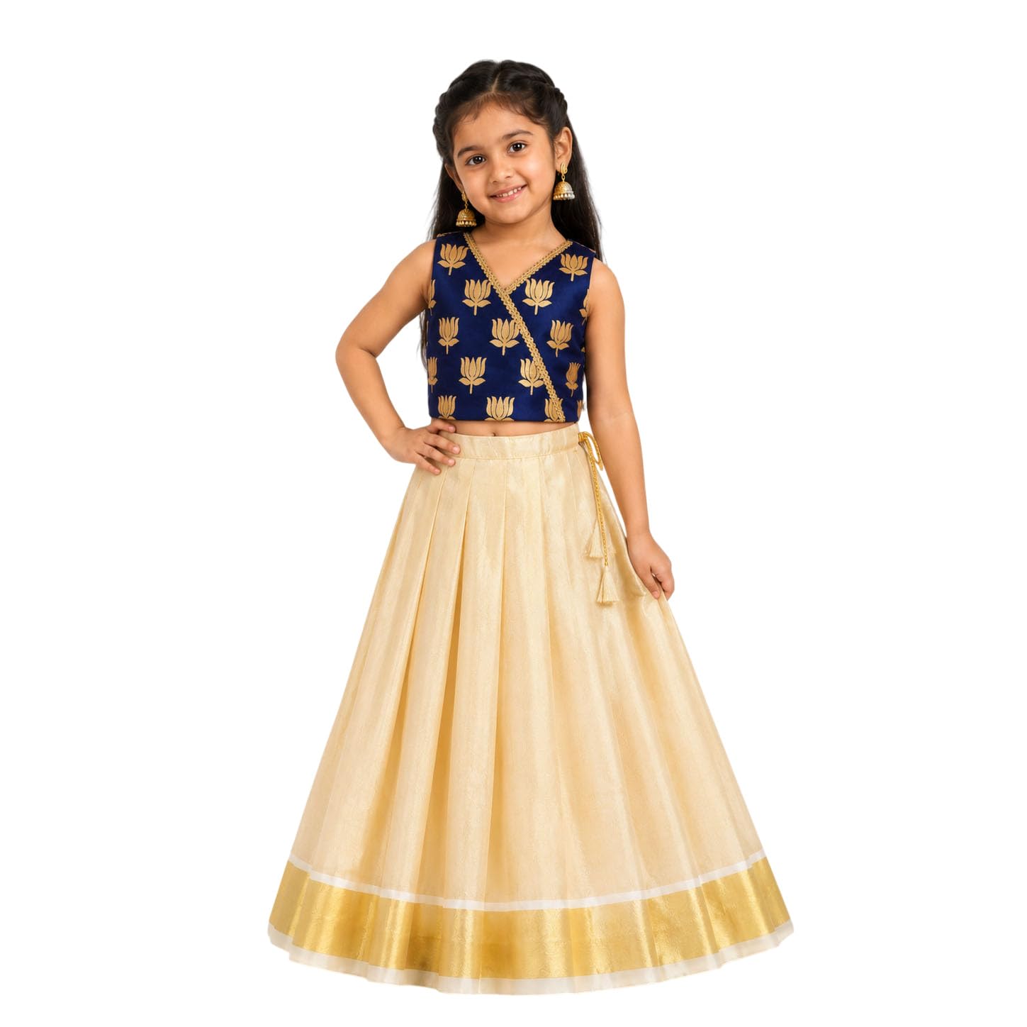Tissue Silk Blend Skirt Set for Girls-image-37