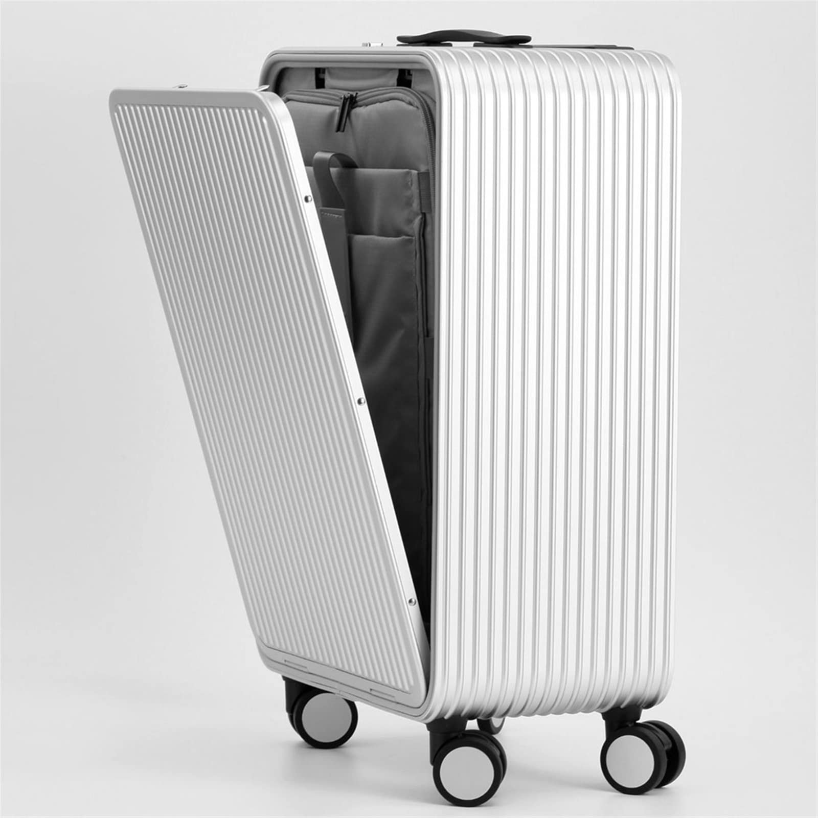 Estuche rígido Equipaje Todo Aluminio Aleación de magnesio Maleta con Ruedas Maleta de Negocios Equipaje de Viaje Contraseña Caja Bolsa para computadora portátil Apertura Frontal E