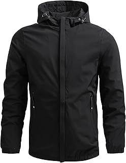 UnoSheng Windbreaker Men's Plain Rain Jacket Men's Waterproof Lightweight Windbreaker Breathable Transition Jacket Raincoat with Adjustable Hood Outdoor Jacket Softshell Jacket Functional Jacket