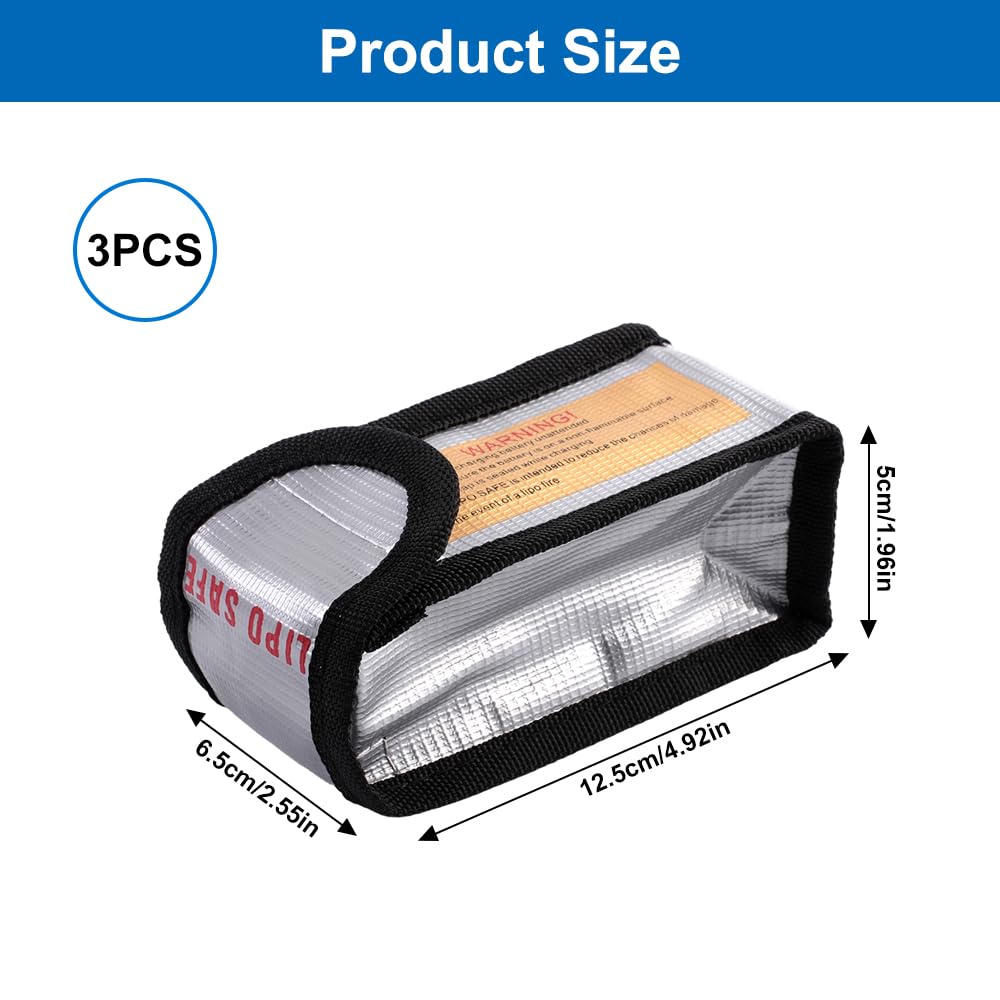 Set De 3 Bolsas De Seguridad Para Baterías Lipo – Ignífugas Y A Prueba De Explosiones – Protección Para Carga Y Transporte – 13,5 X 7,8 X 6 Cm