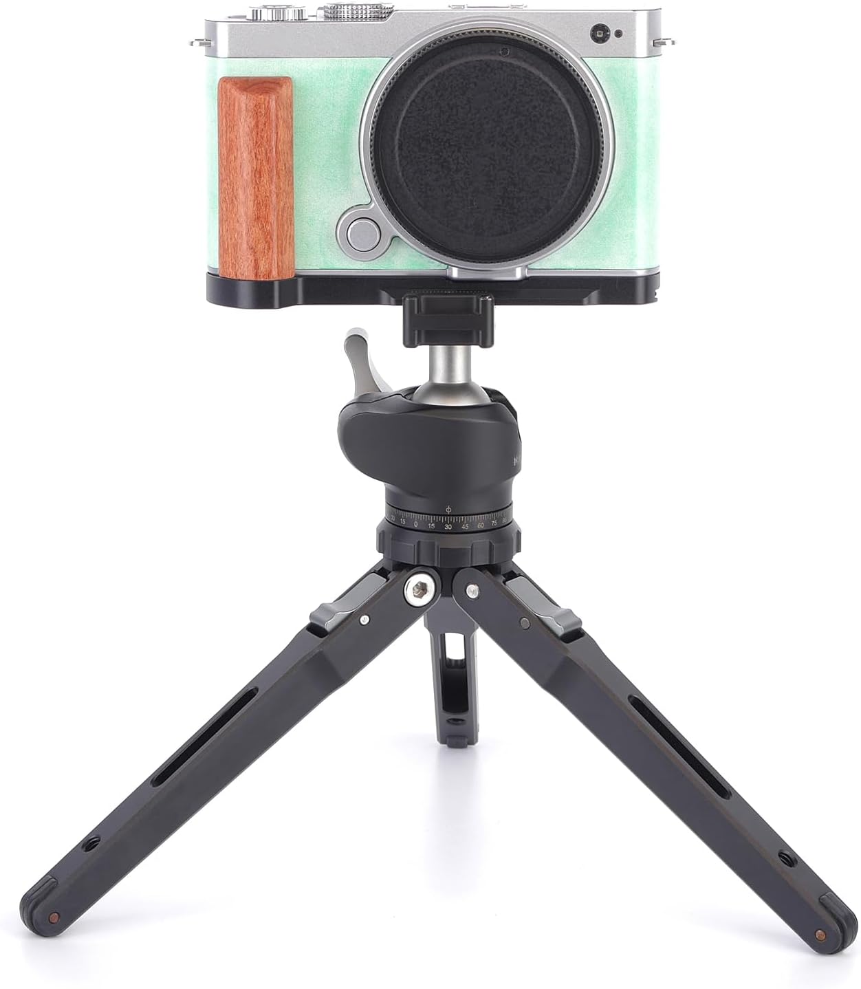 S9 Metal Hand Grip L Bracket Holder for Panasonic LUMIX S9 Camera, Wooden Grip with Arca Type Quick Release Plate, No Blocking to Interfaces Jack & Battery Memory Card Compartment (Black) - Image 4