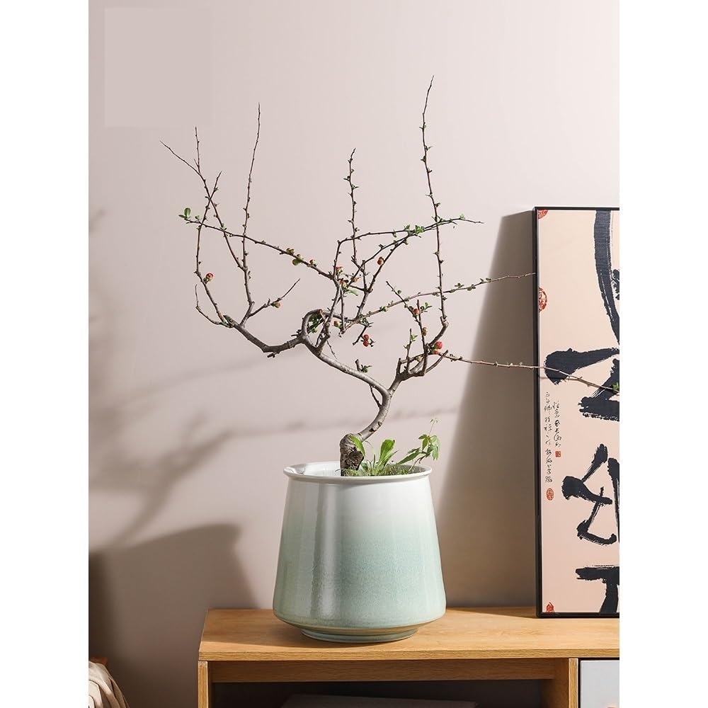 Doniczki ogrodowe Home Gradient Green Flowerpot, wysokiej jakości duża ceramiczna doniczka o temperaturze do użytku wewnątrz i na zewnątrz