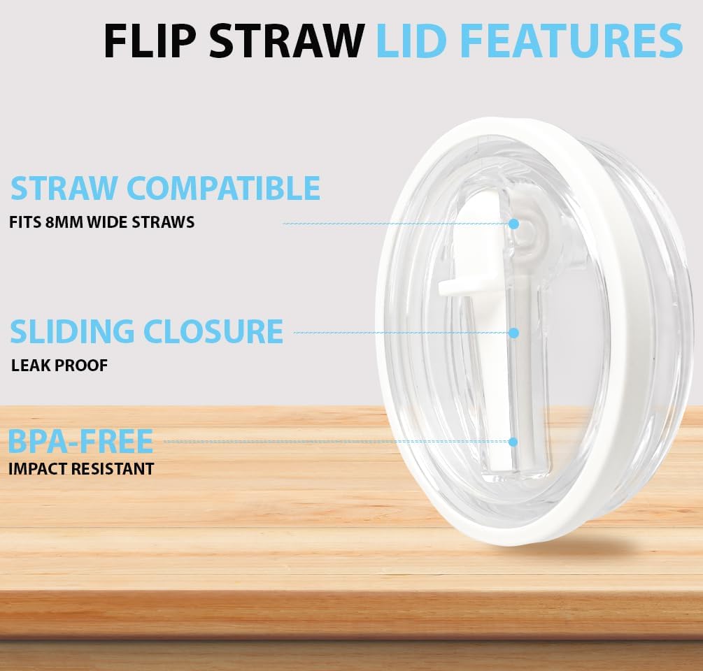 2 Pcs 40 oz Tumbler Flip Straw Lid Replacement - Spill Proof Splash Resistant Lids for Stanley Cup, Reusable Tumbler Cover (White+Pink) - Image 6