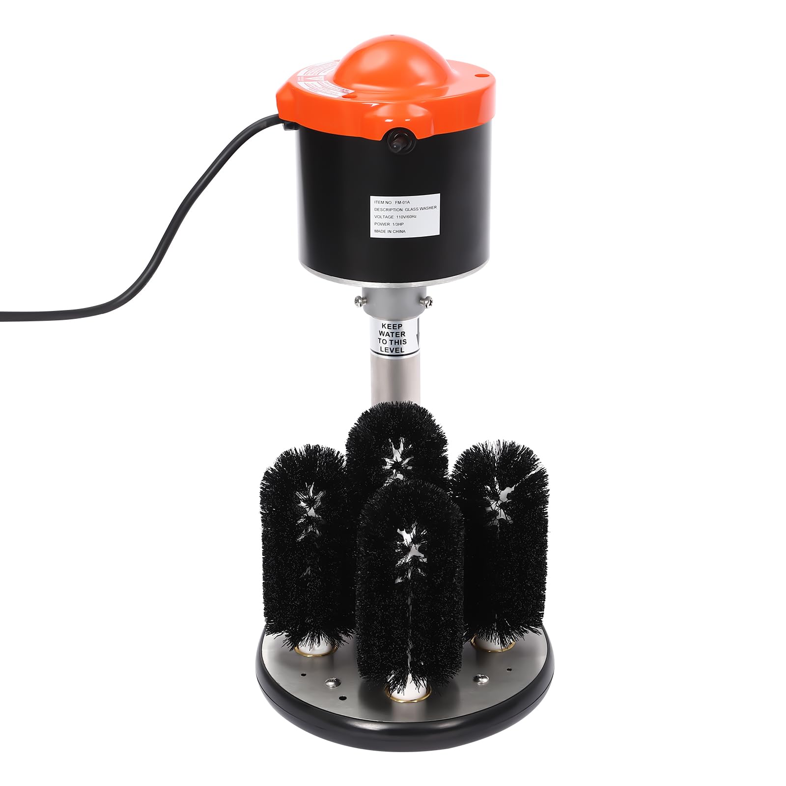 banborba 5-Brush Electric Commercial Glass Washer | Electric Cup Washer | Wine Glass Cleaning Machine | Suitable for 1.89 to 3.94in Cup Diameter | 800 Cups/Hour | Perfect for Bars and Cafes