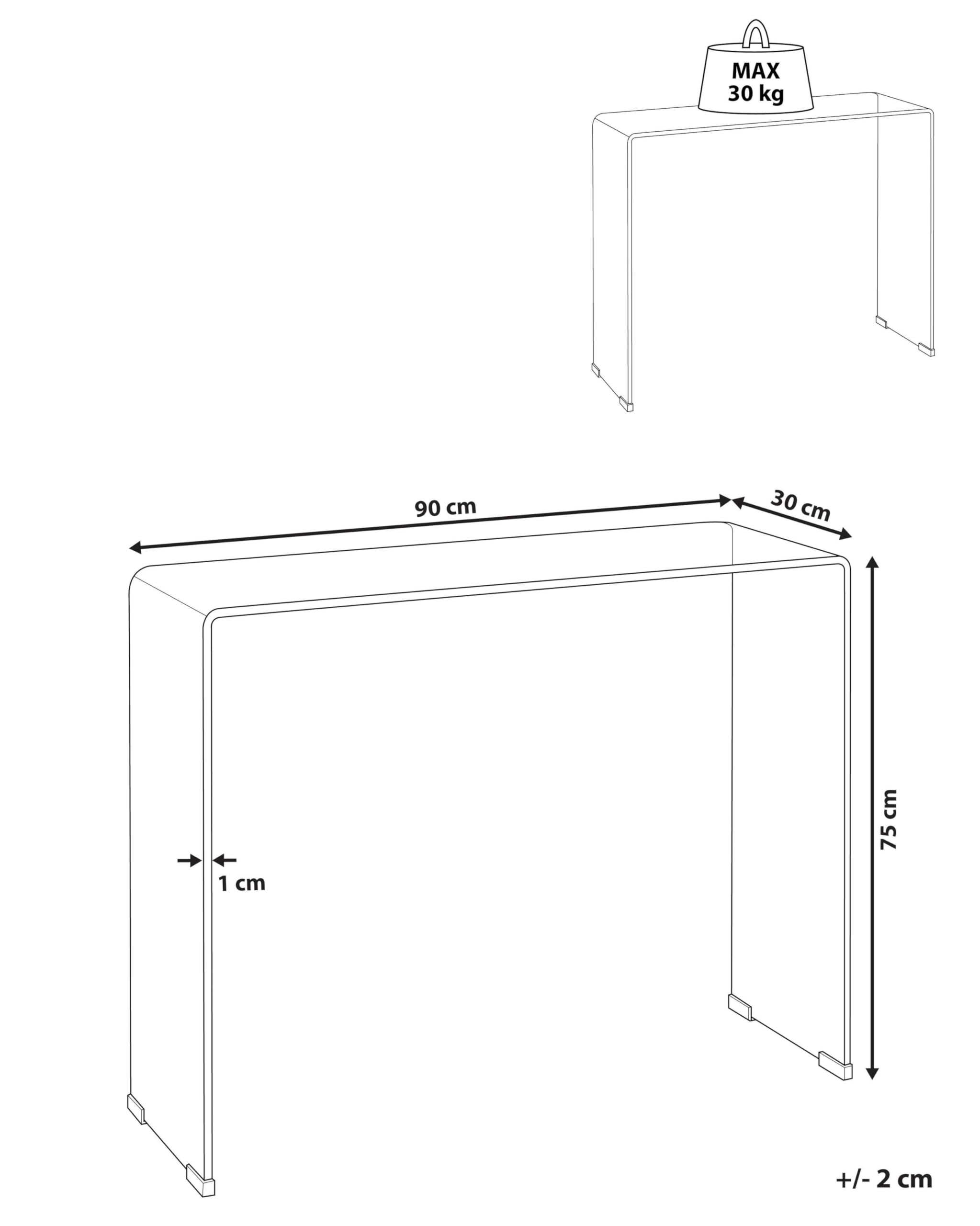 Minimalistyczna konsola hartowane przezroczyste stolik 90x30 cm niebieska szkło Kendall
