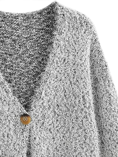 ZAFUL Womens Open Front Fuzzy Cardigan Sweaters Long Sleeve Oversized Loose Knit Sweater with Pockets3