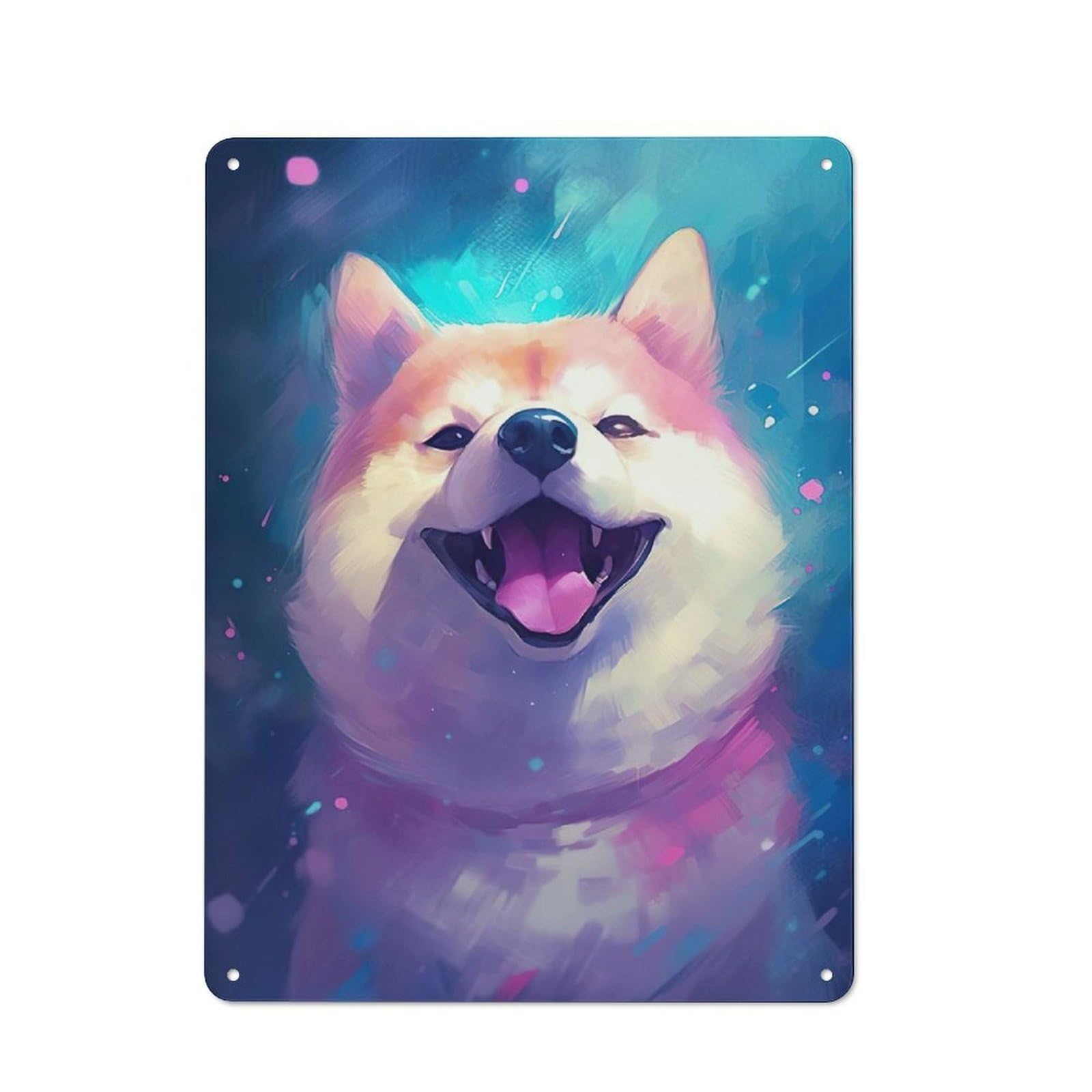 Nostalgic Decorative Tin Sign 40x30cm Featuring Shiba Inu Dog, Old Style Wall Plaque for Kitchen, Hallway, Bar Or Small Cafe