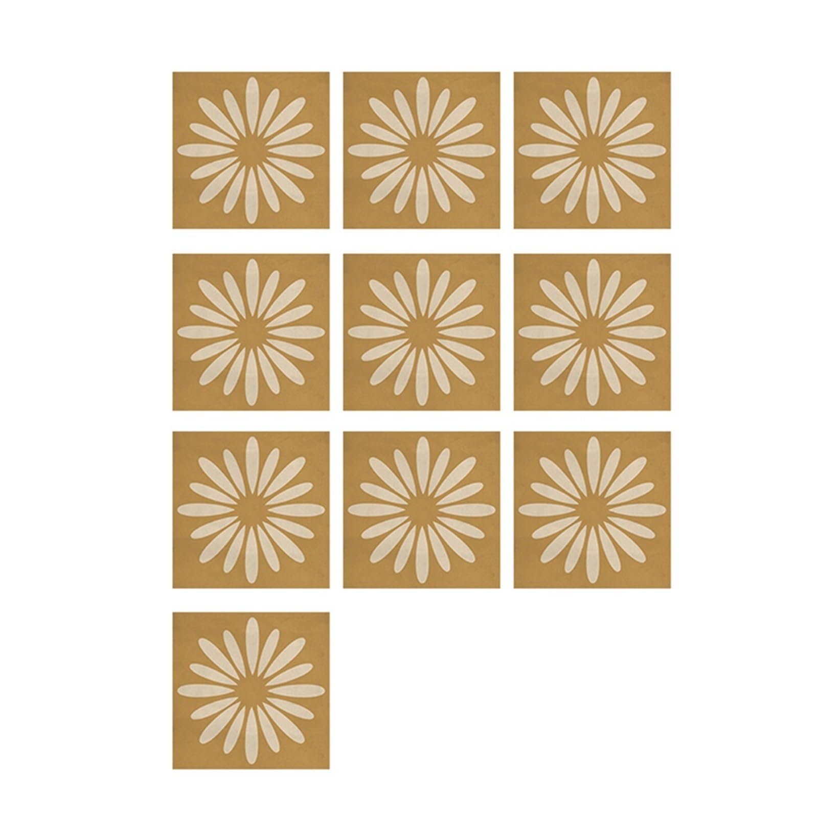 Wall Tile Sticker Tile Stickers 10pcs Hard Tiles Yellow Sunflower Wall Flat Printed for Kitchen Bathroom Decor Peel & Stick PVC Art Mural(Size1)