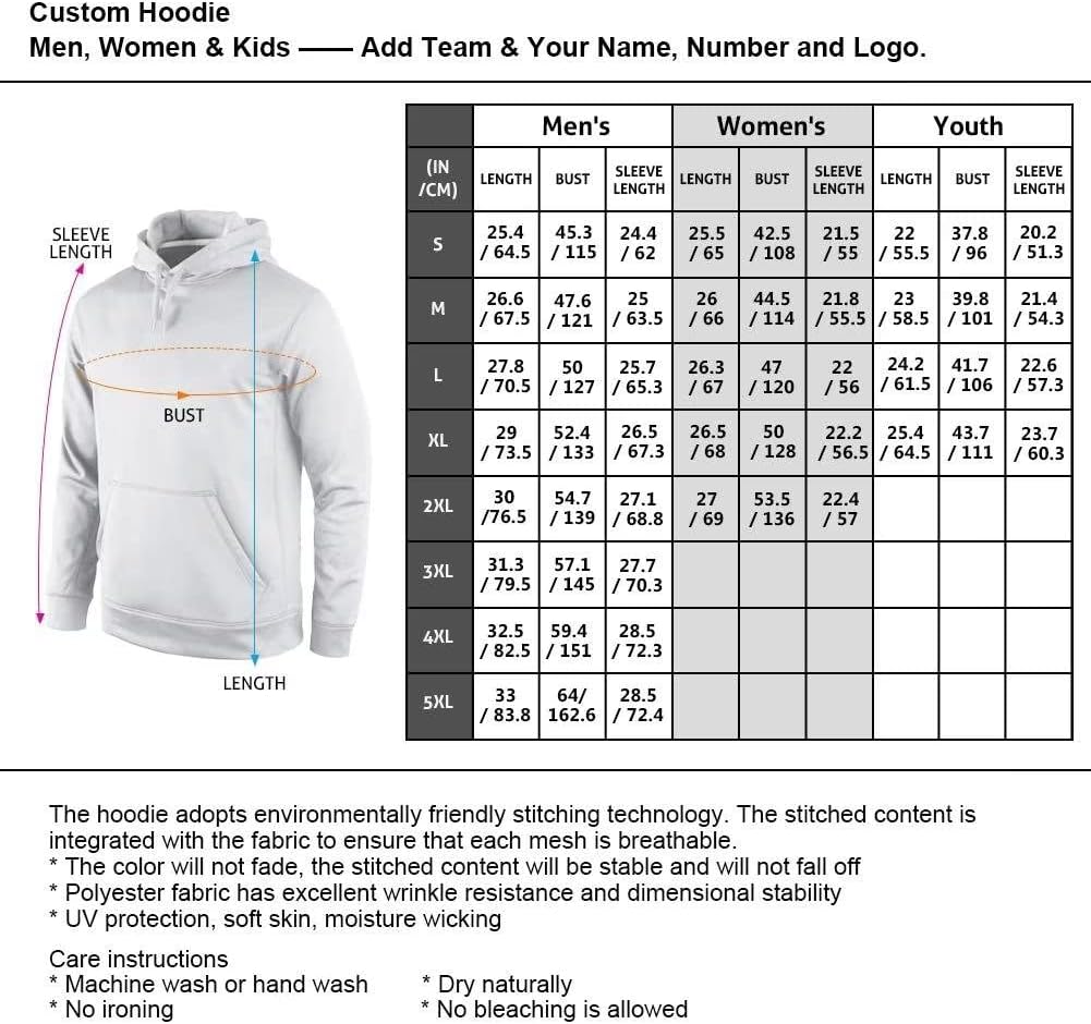 Zaanga Custom Soccer Hoodie Sweatshirts Pullover Personalized Name Number Sports Fan Gifts for Men Women Youth S-5XL