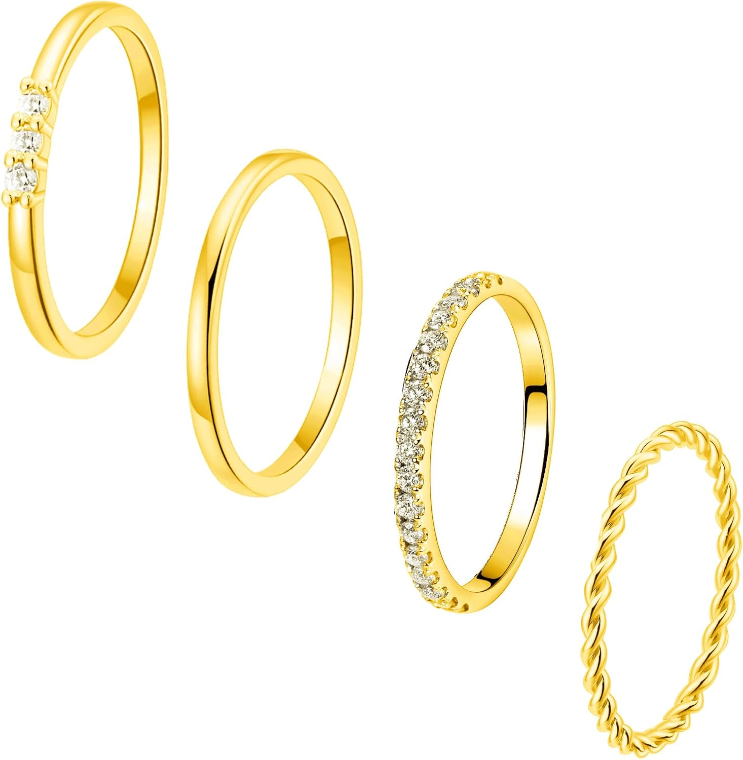 Gold Rings for Women Stackable Rings Dainty Thin Non Tarnish Rings 14k Gold Plated Trendy CZ Ring Set Thumb Knuckle Rings Engagement Band Rings Jewelry Size 6 7 8 9 10 - Image 7