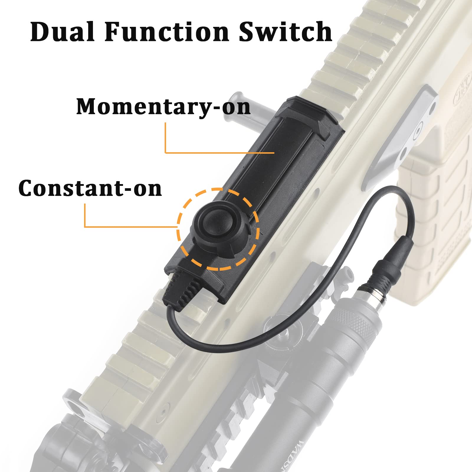 M600C Lanterna a pistola a gas tattico con interruttore a doppia funzione, lanterna da ricognizione a 600 lumen per il sistema ferroviario Picatinini da 20 mm