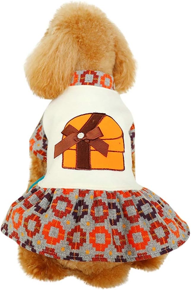 Dress Bow Fashion Print Skirt Autumn and Winter Comfort Cats Dog Dresses Clothing Pet Dress Dog (Size : X-Large) (Large)