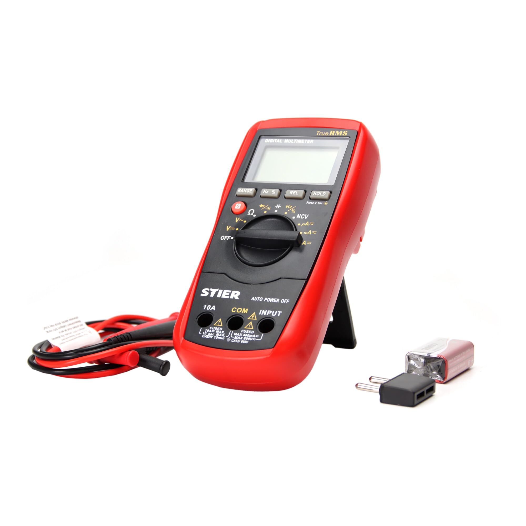 STIER Digital-Multimeter 4V - 600 V AC / 0,400mV - 600 V DC CAT IV 600V, multitester für Widerstände, Kapazitäten, Temperaturen, Dioden Test und Durchgangsprüfung