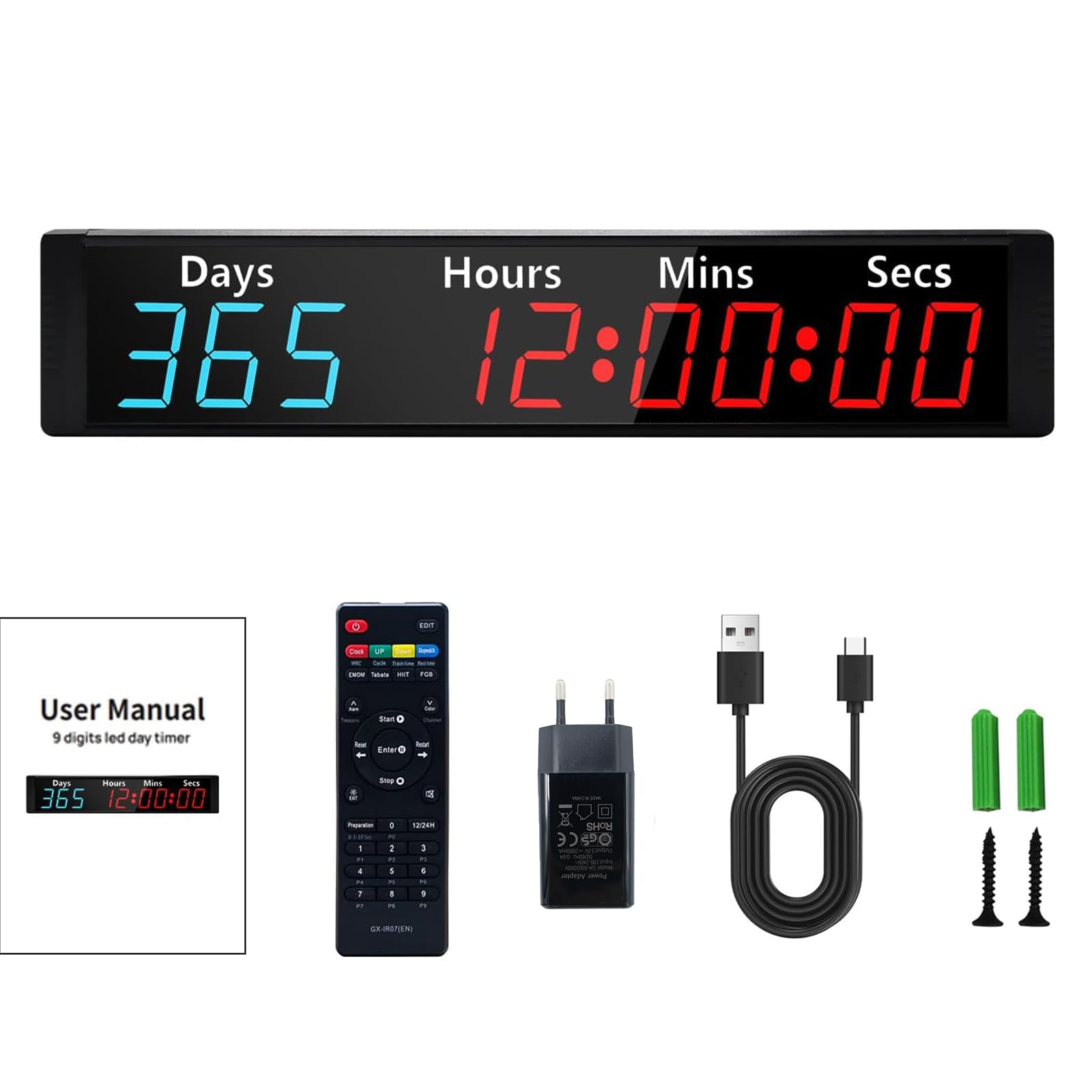 LUCKY TIME Minuteur Compte à rebours 999 Jours, Retraite 7 Couleurs