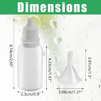 Uenhoy プラスチックスイースポイトボトル 50個 15ml 空の細い先端のスポイトボトル キャップとプラグ付き オイル液体収納用 ホワイトキャップ