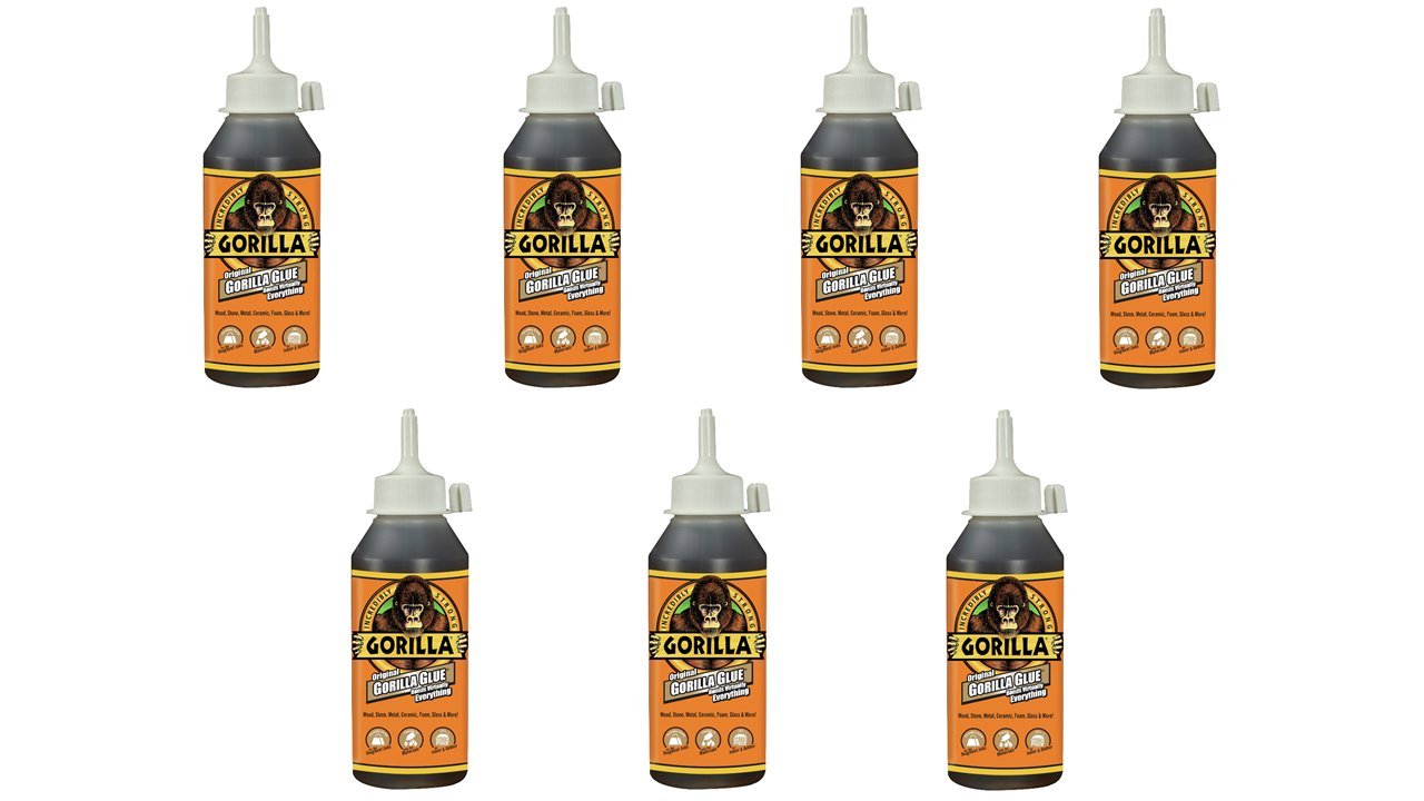 Gorilla Original Waterproof Polyurethane Glue, 8 ounce Bottle, Brown, (Pack of 7)