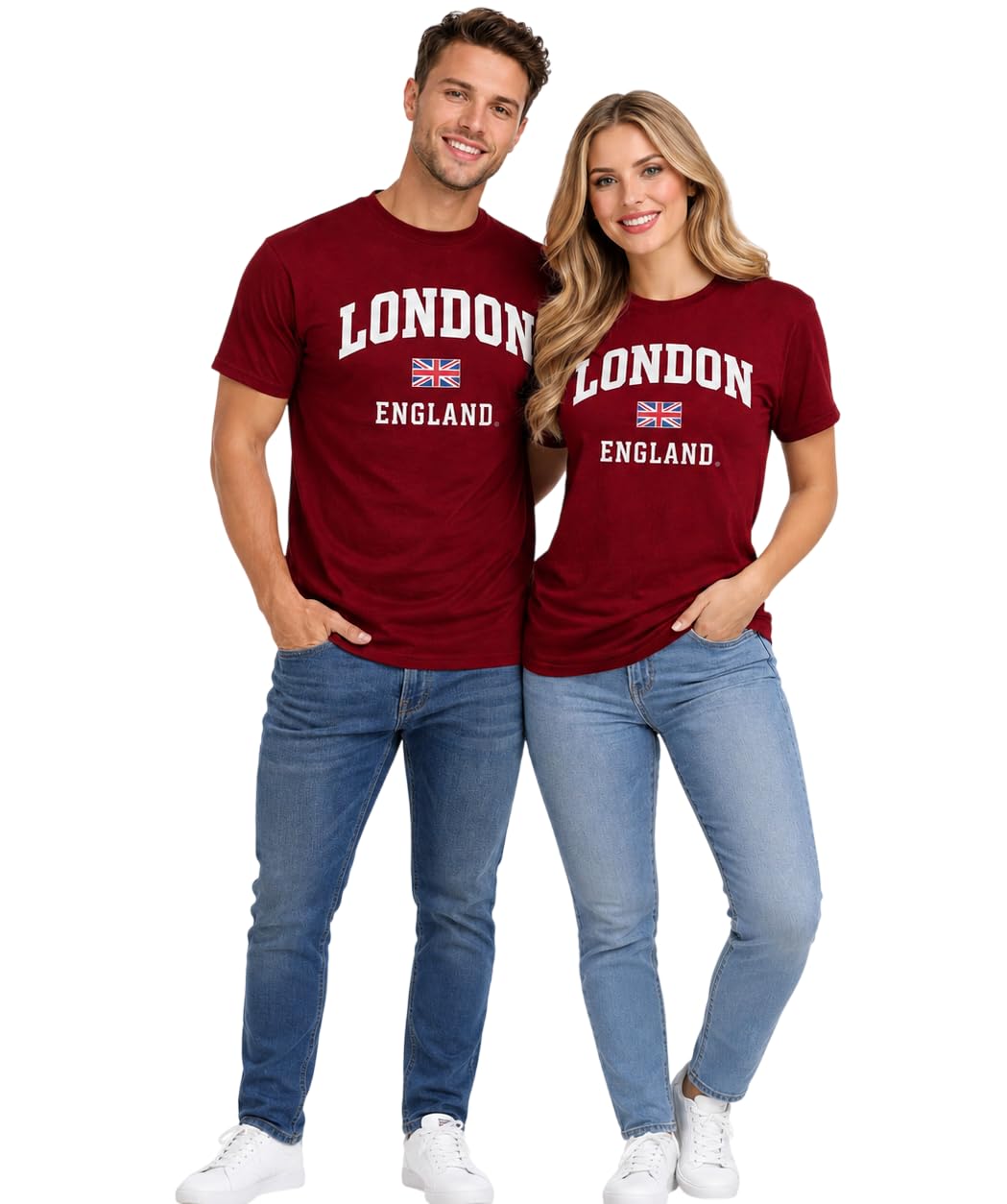 British Heritage Brands Unisex Maroon Official London England Applique Embroidery T-Shirt /Off White| Classic Heritage Cotton Tee | Licensed Collegiate Apparel (Xs-Xl) (Uk, Alpha, Xl, Regular, Regular, )