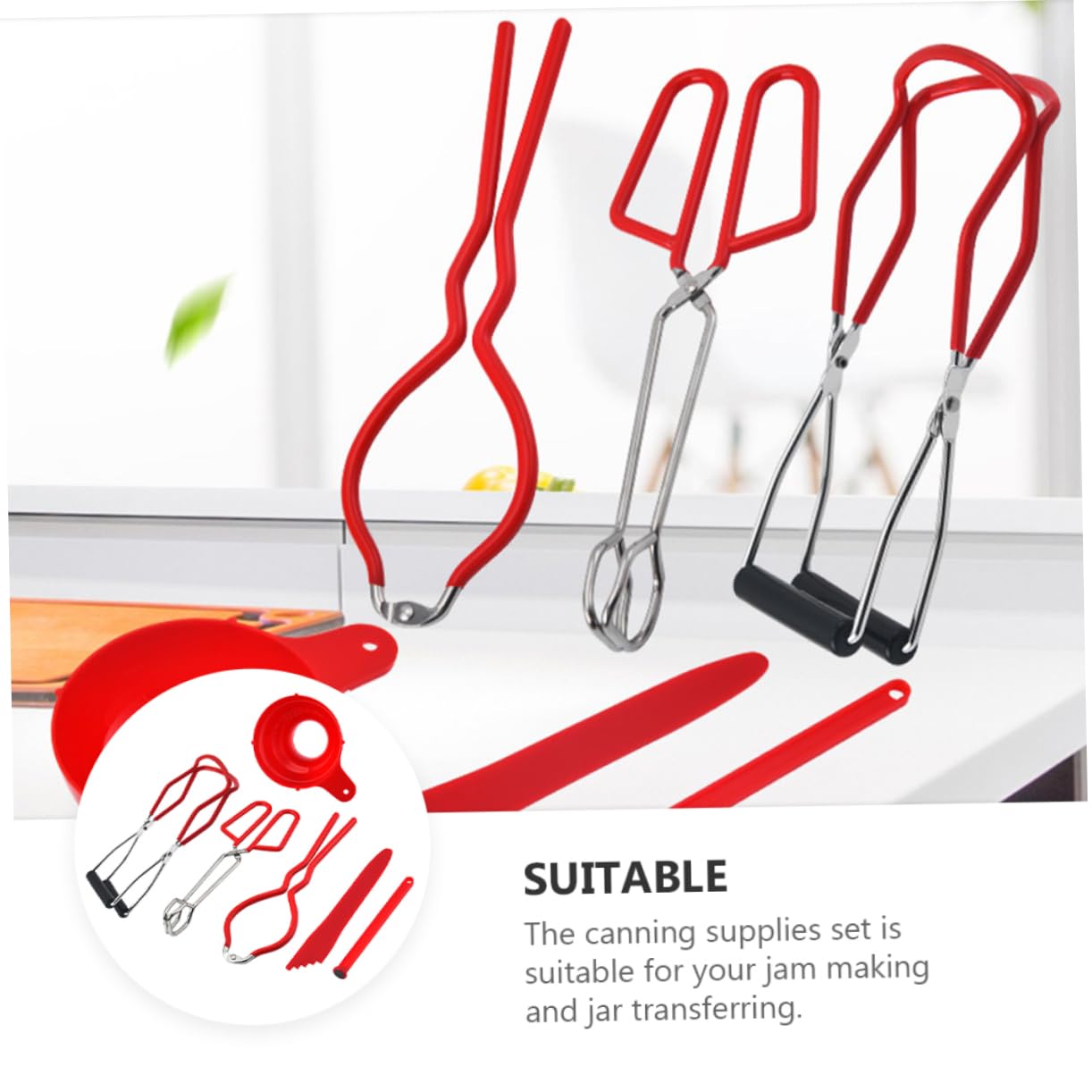 Mikinona Kit per Inscatolamento Imbuto per Inscatolamento Chiave per Barattoli Sollevatore per Coperchi Set Accessori per Conservazione Alimentare Realizzato in Materiali Resistenti e